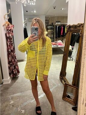 Solid and Striped Yellow Oxford Tunic Button Down Coverup XS